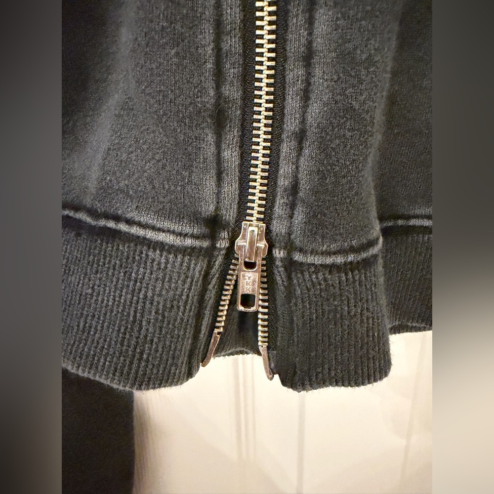 R13 Zippered Crewneck Sweatshirt in Washed Black - size M - Picture 12 of 12